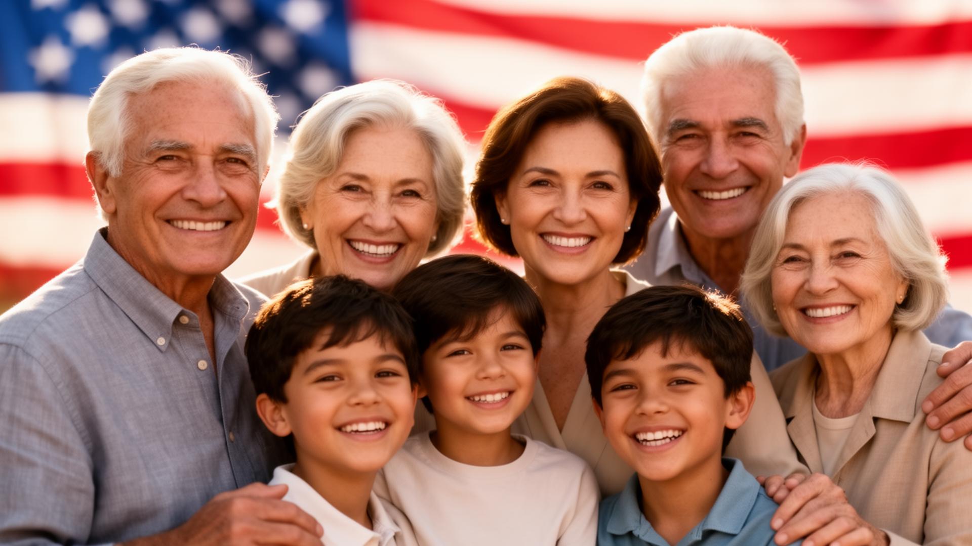 A happy American family smiling